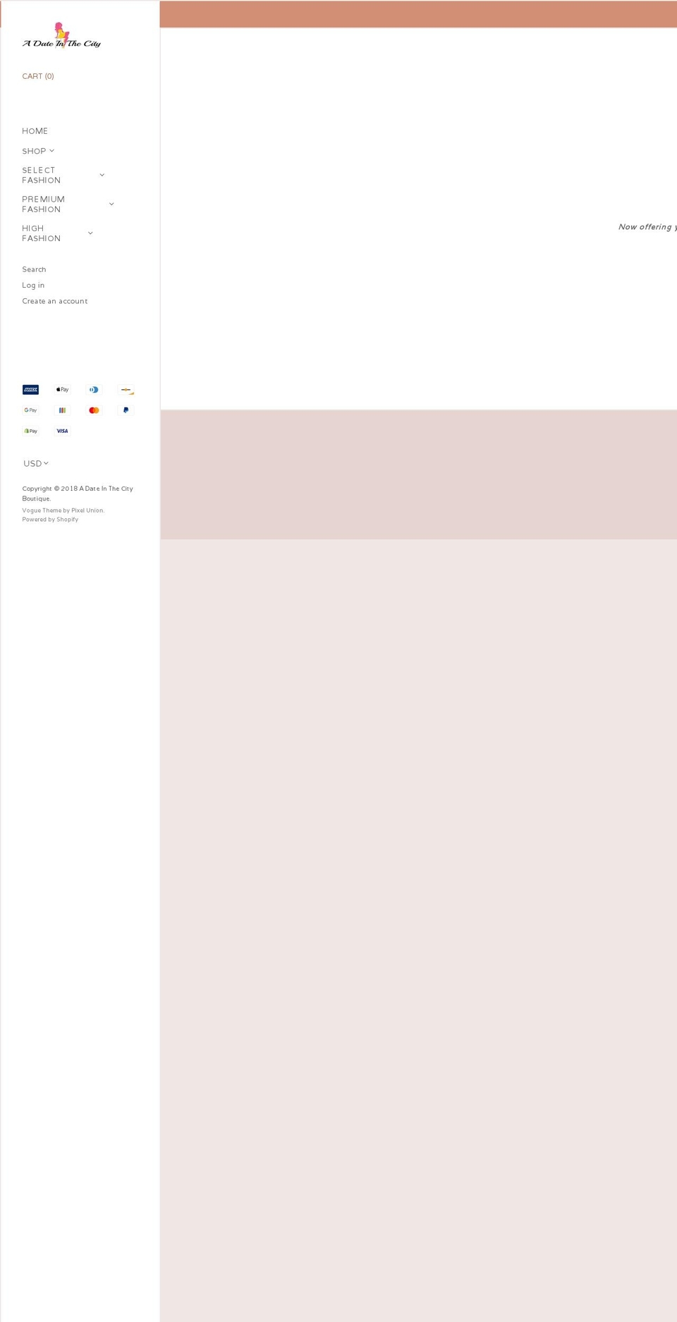 adateinthecity.com — Shopify storefront screenshot