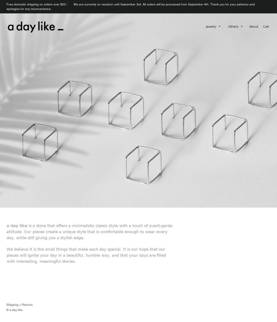 adaylike.com shopify website screenshot