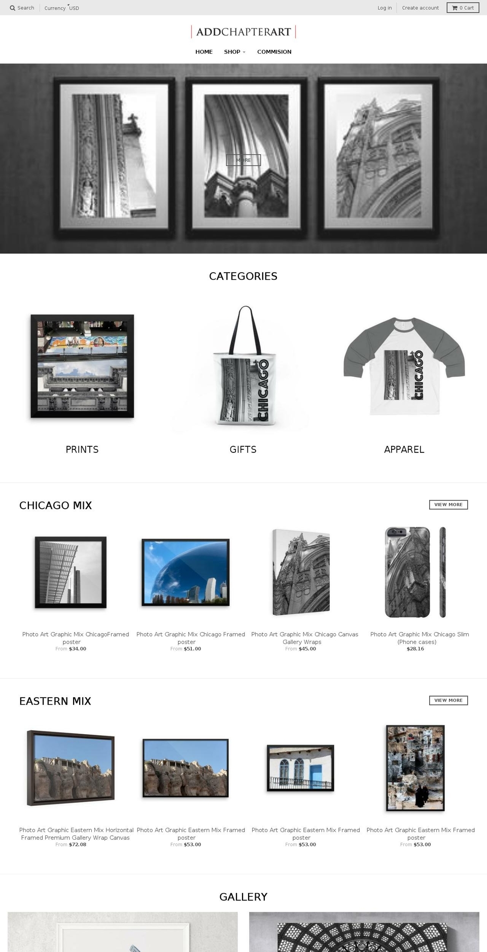 addchapterart.com — Shopify storefront screenshot