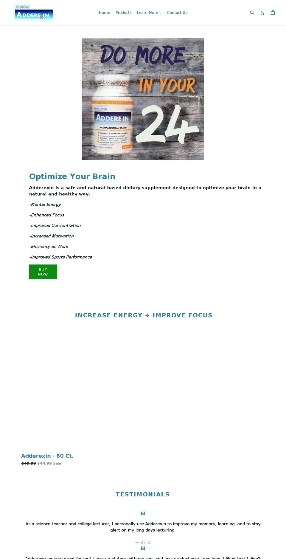 adderexin.com shopify website screenshot