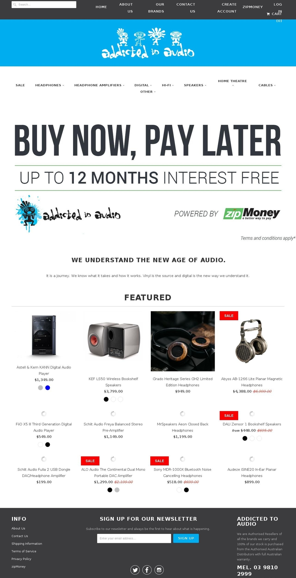 addicted2audio.com.au shopify website screenshot