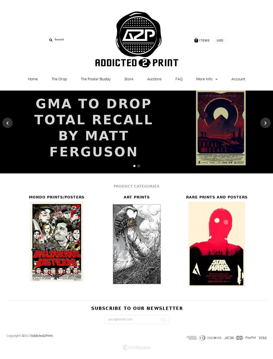 addicted2print.com shopify website screenshot
