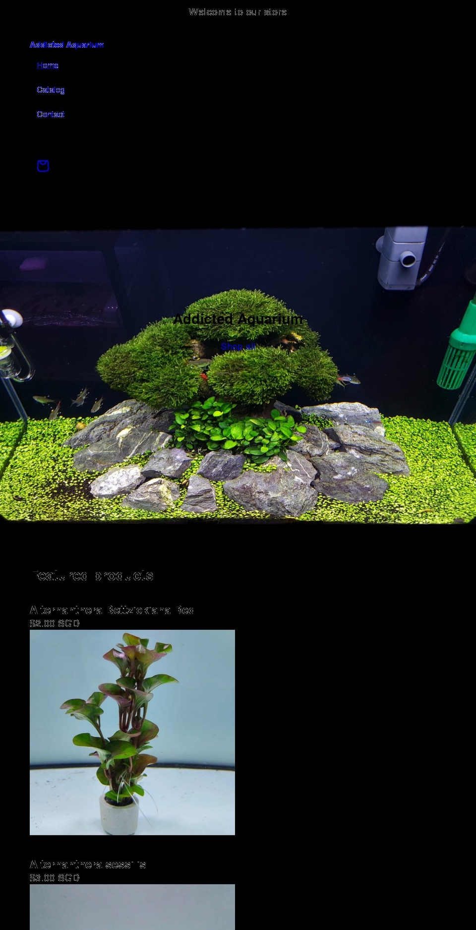 addictedaquarium.com shopify website screenshot