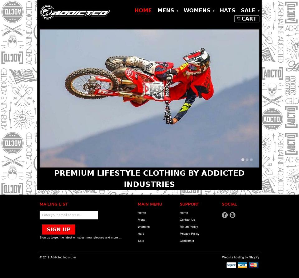 addictedindustries.com — Shopify storefront screenshot