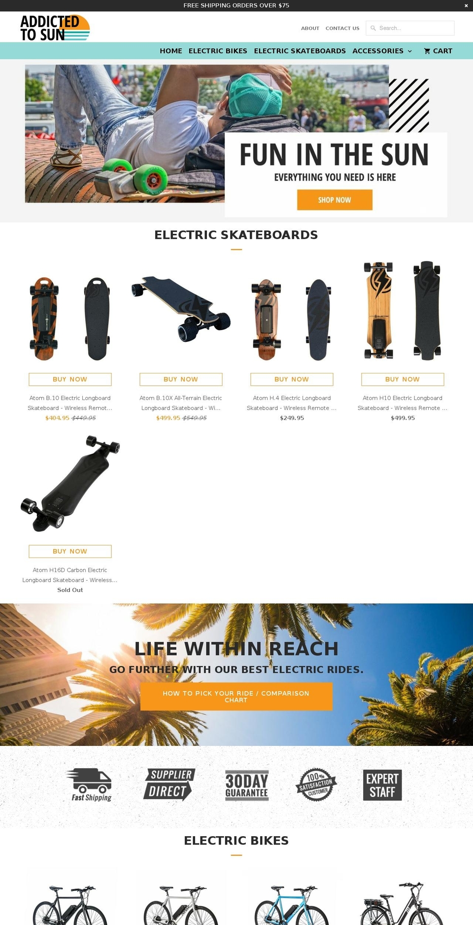 addictedtosun.com — Shopify storefront screenshot