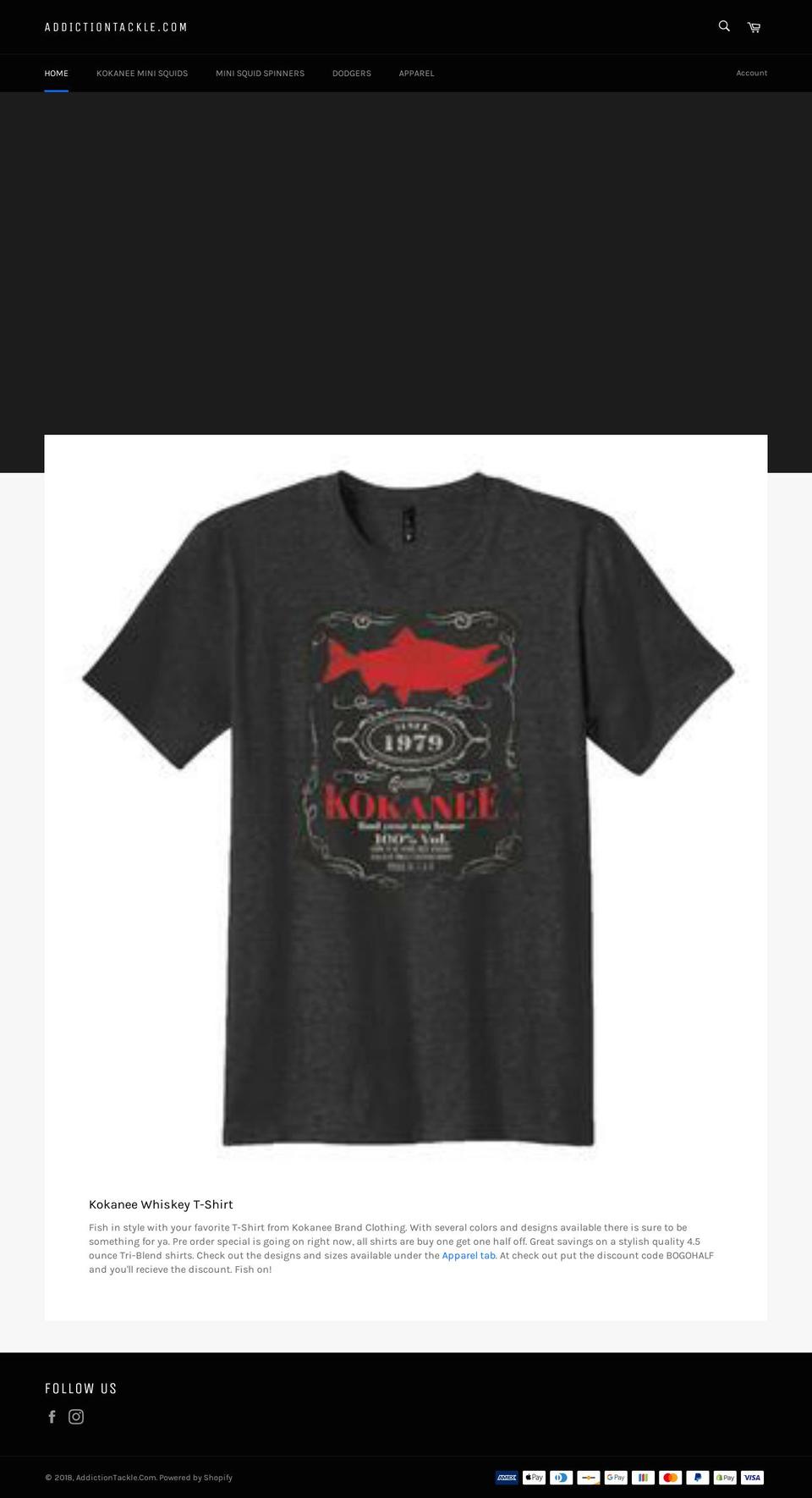 addictiontackle.com shopify website screenshot