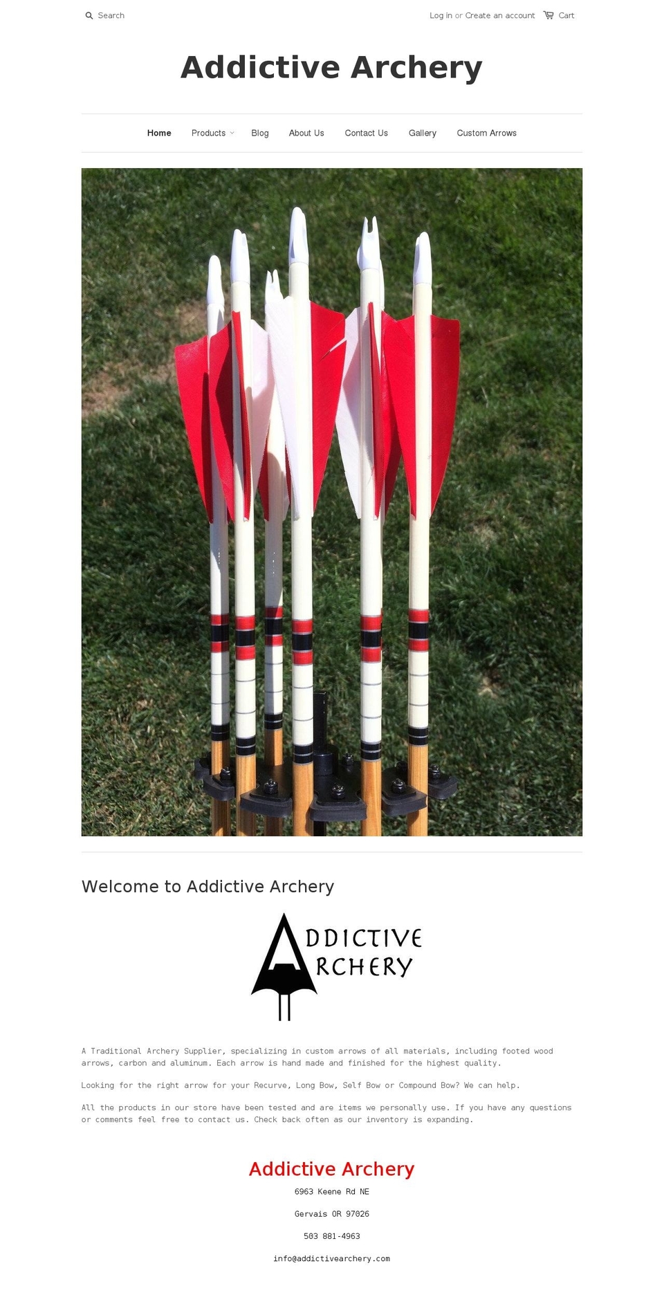 addictivearchery.com shopify website screenshot