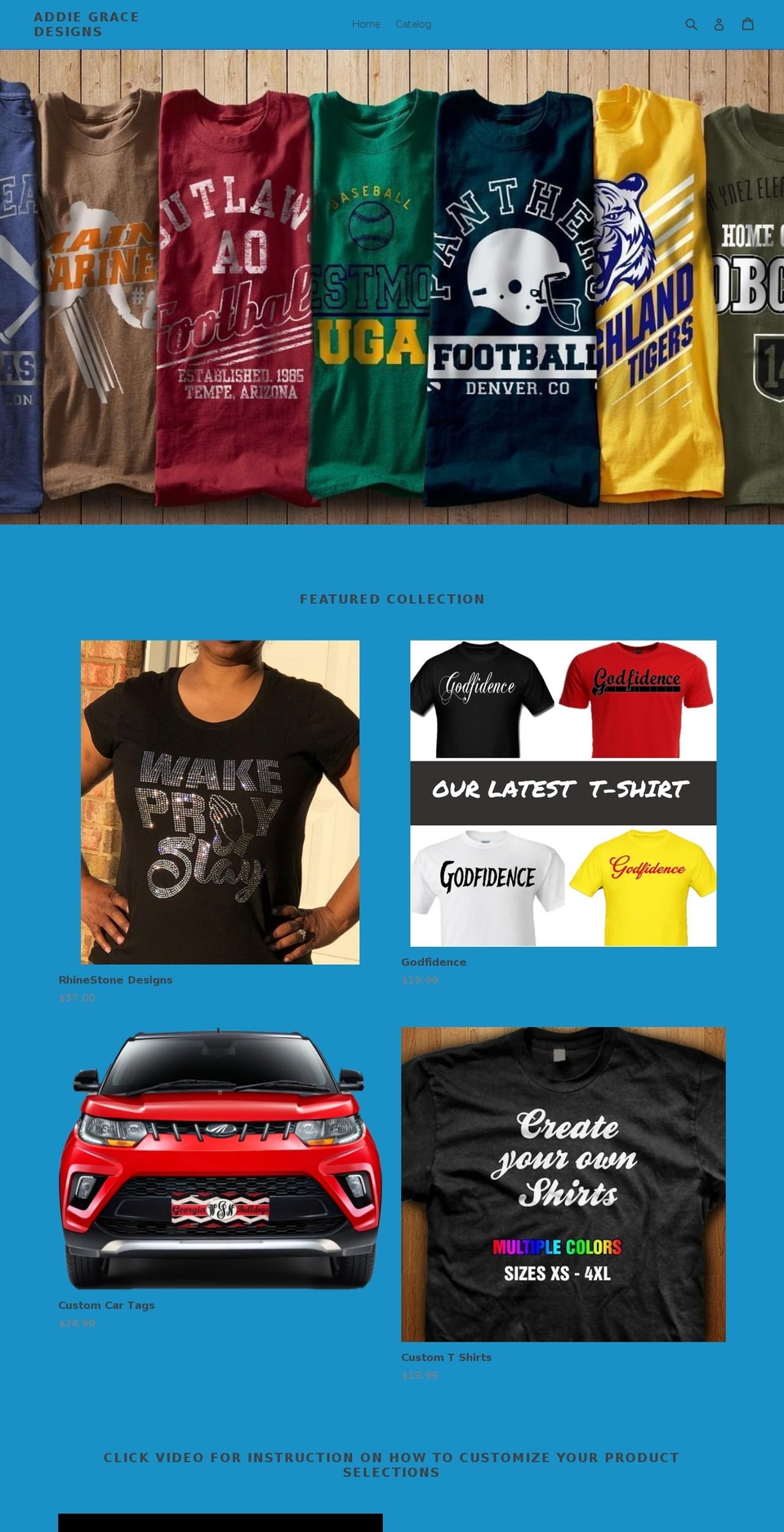 addiegracedesigns.com — Shopify storefront screenshot