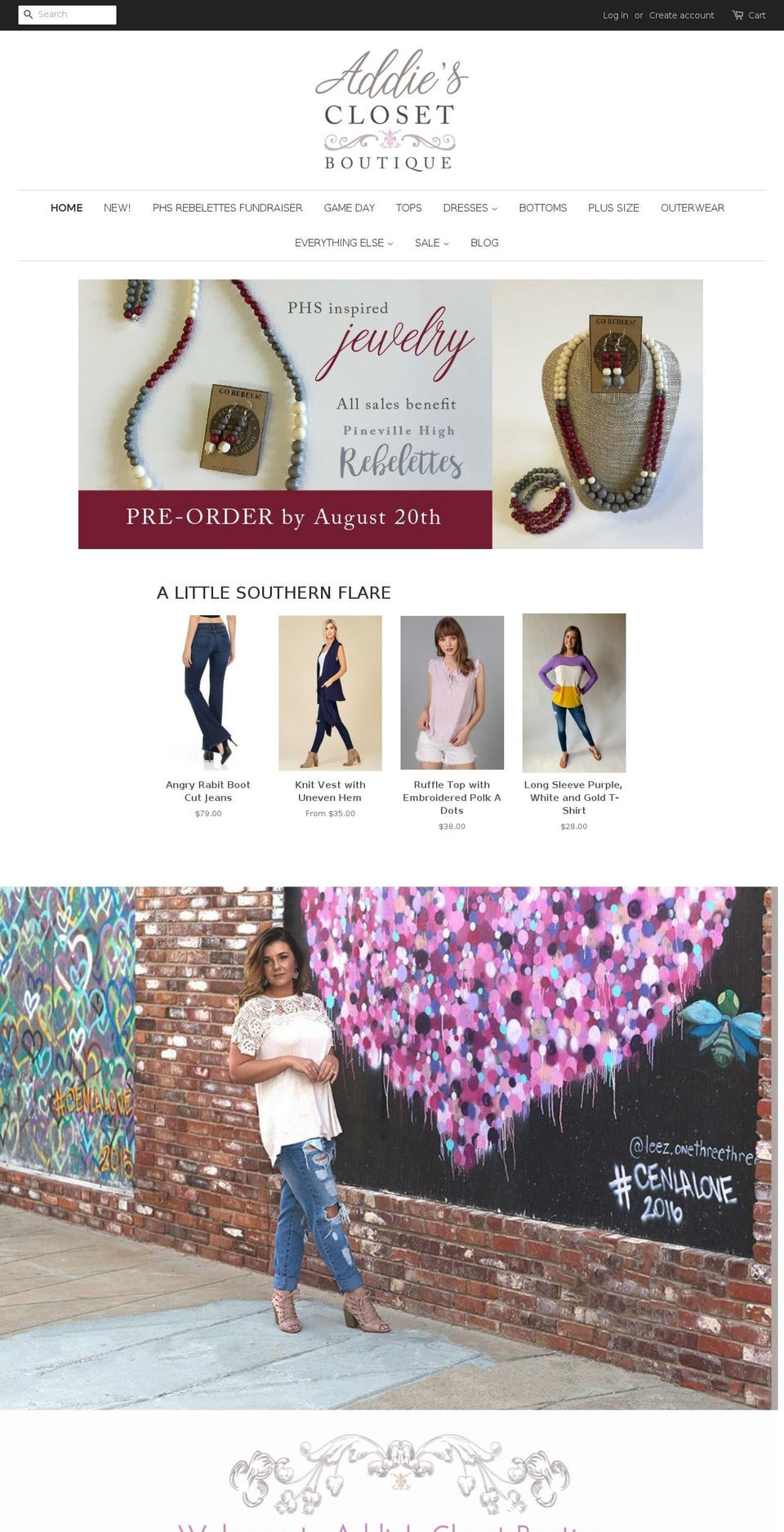 addiesclosetboutique.com shopify website screenshot