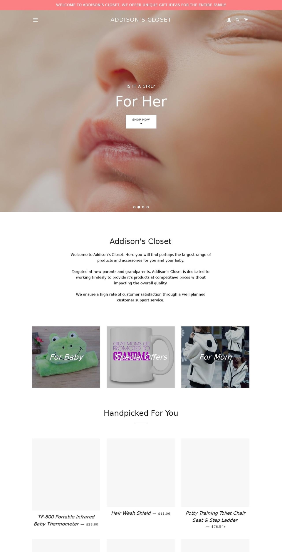 addisonscloset.com shopify website screenshot