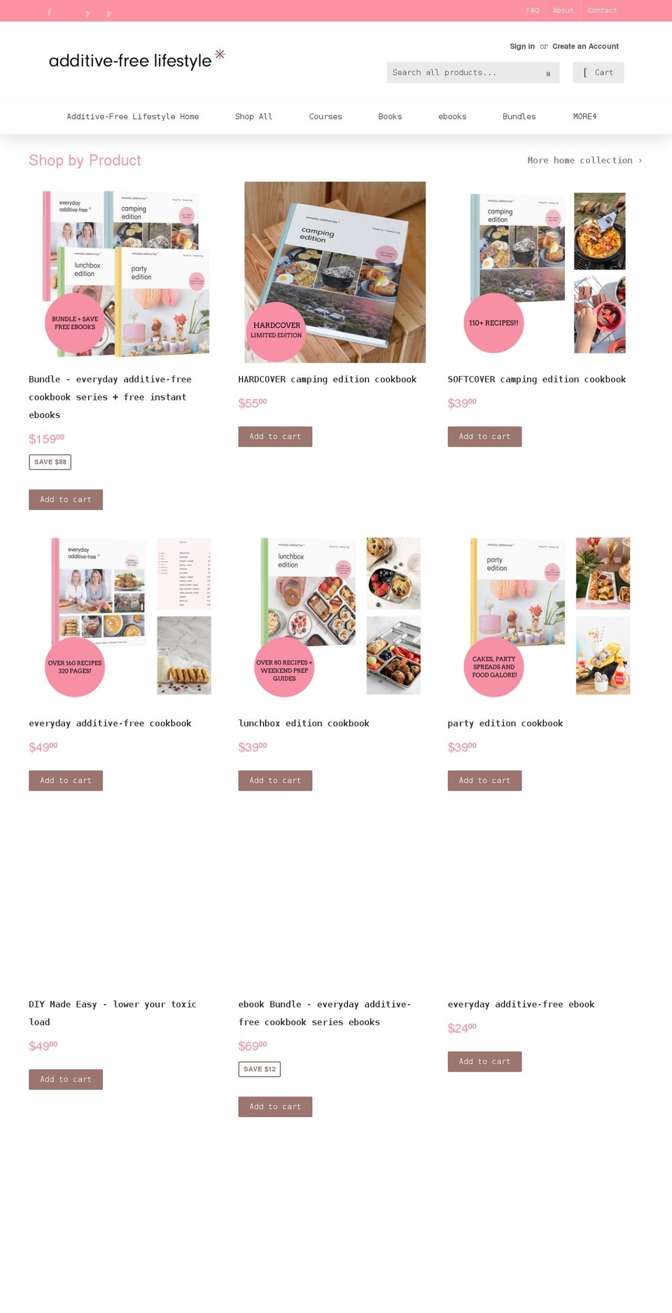 additivefreelifestyleshop.com shopify website screenshot