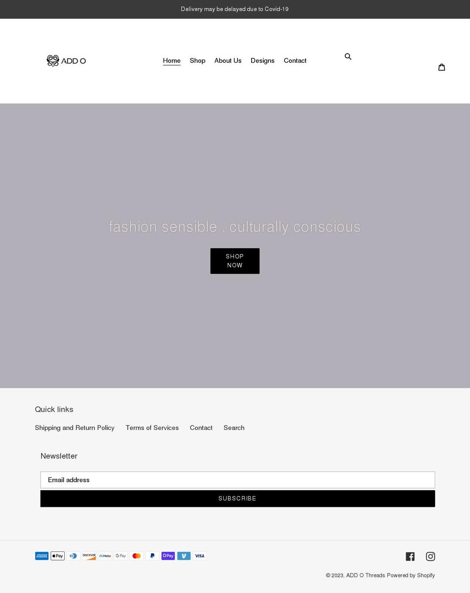 addothreads.com shopify website screenshot
