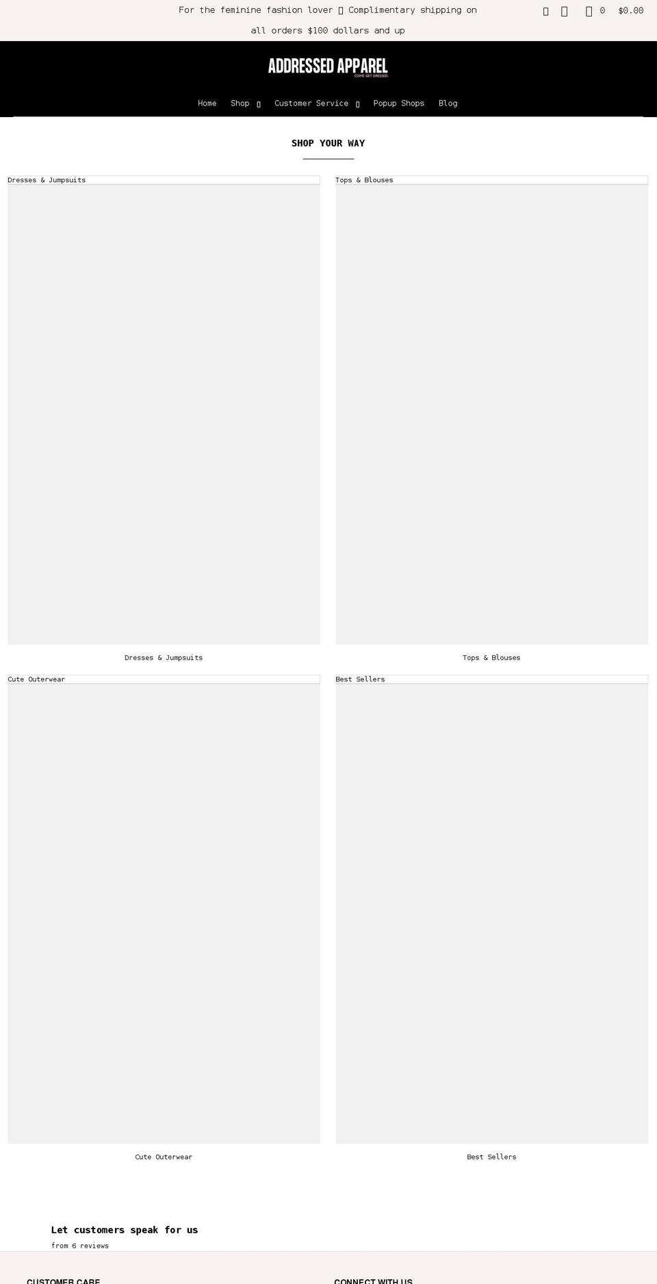 addressedapparel.com shopify website screenshot