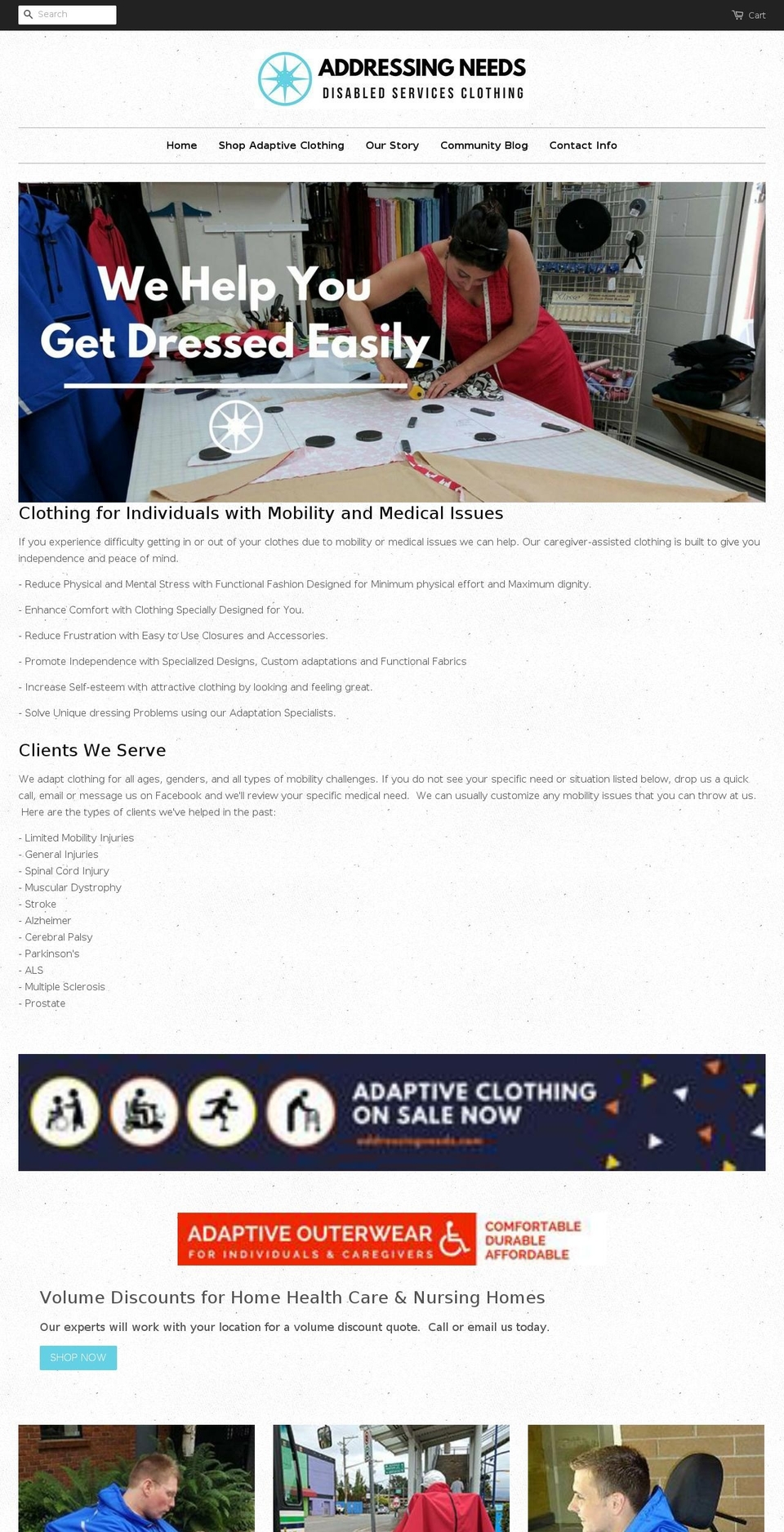 addressingneeds.com — Shopify storefront screenshot