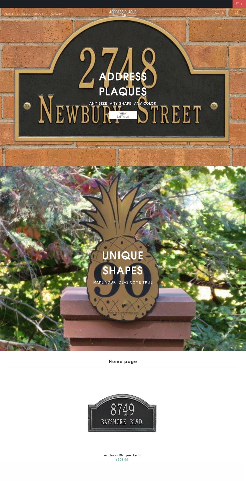 addressplaquelab.com shopify website screenshot