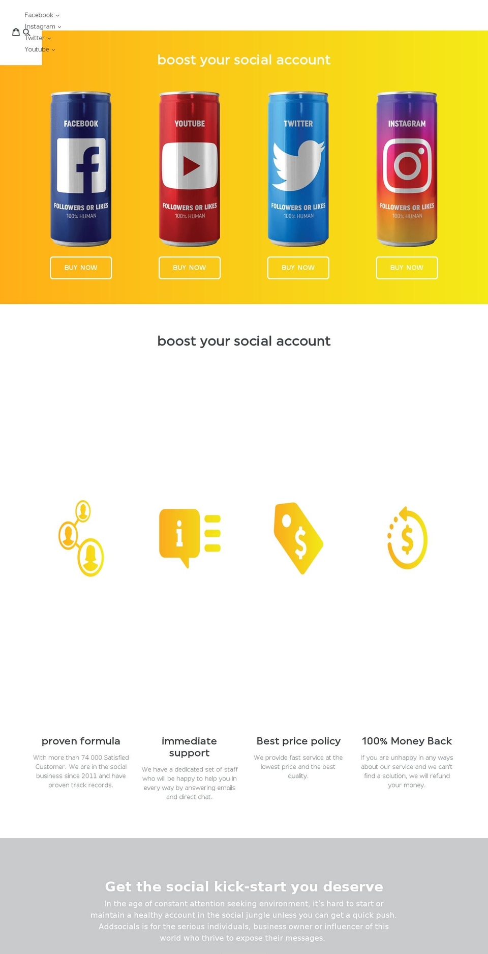 addsocials.com shopify website screenshot