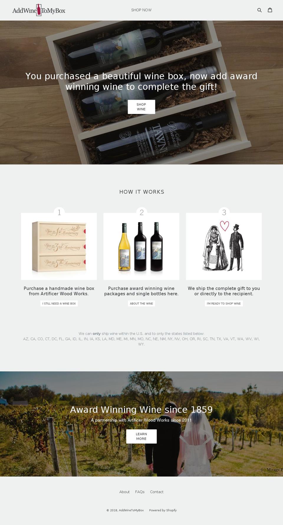 addwinetomybox.com — Shopify storefront screenshot