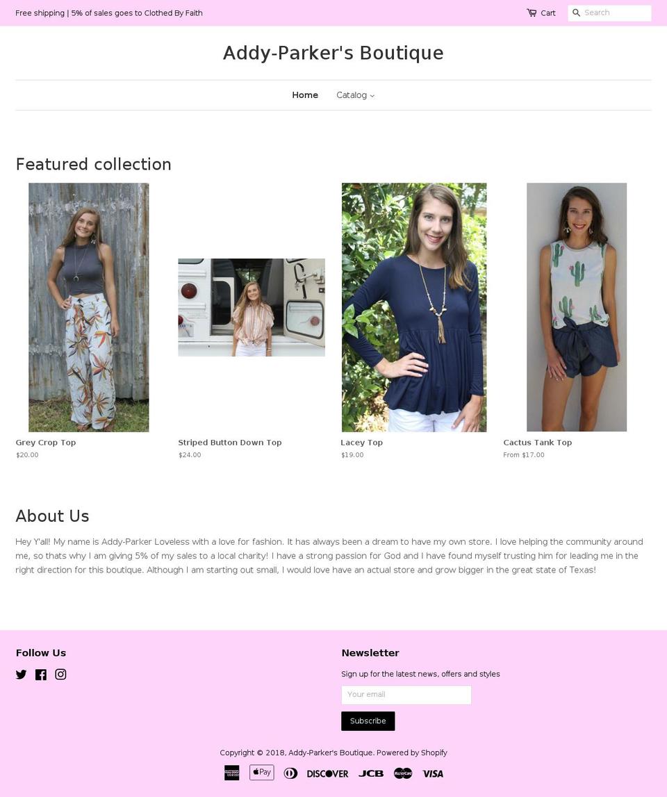 addy-parkersboutique.com — Shopify storefront screenshot