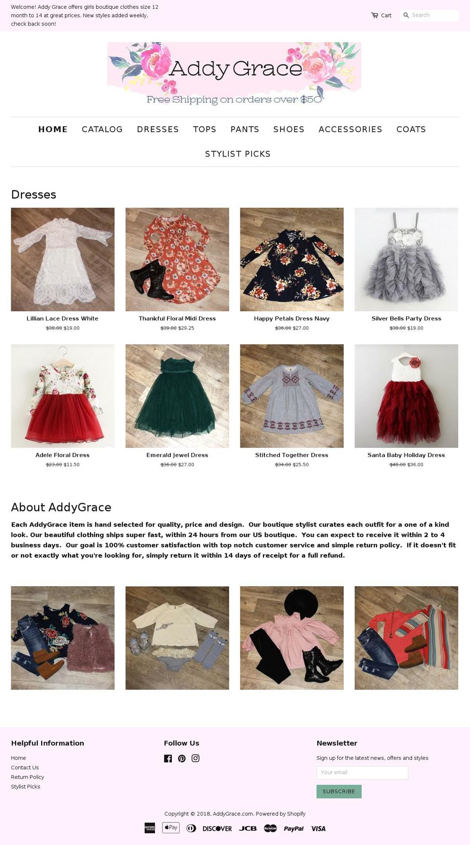 addygrace.com — Shopify storefront screenshot