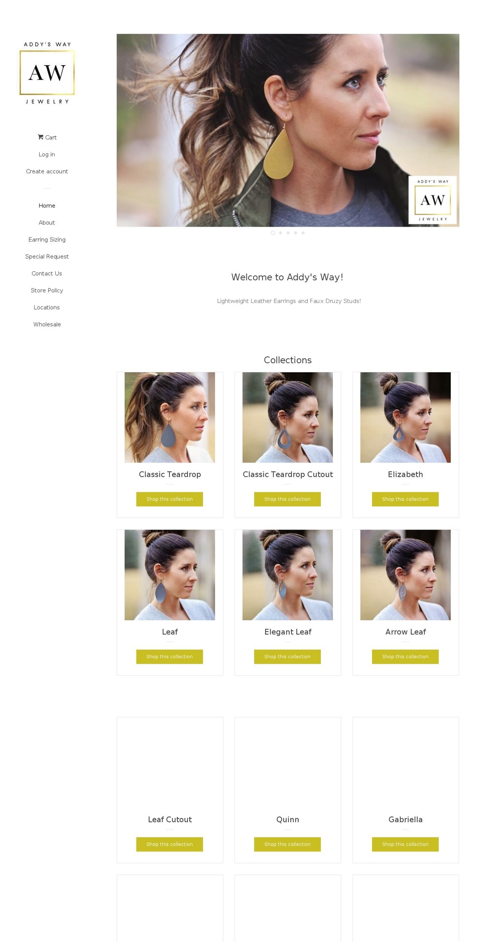 addysway.com shopify website screenshot