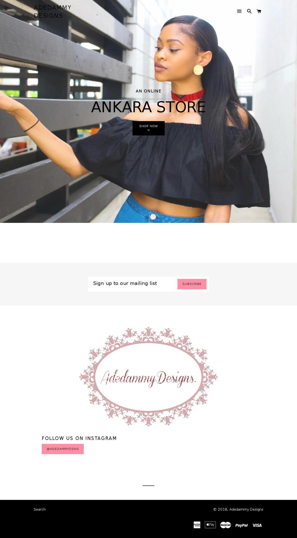 adedammydesigns.com — Shopify storefront screenshot