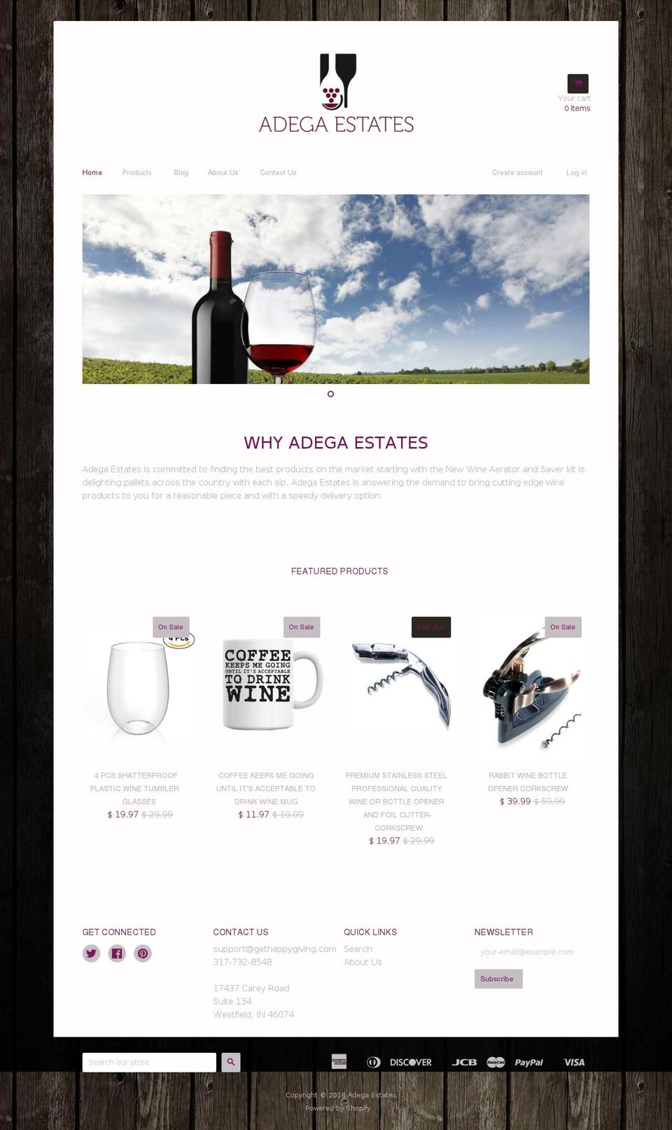 adegaestates.com shopify website screenshot