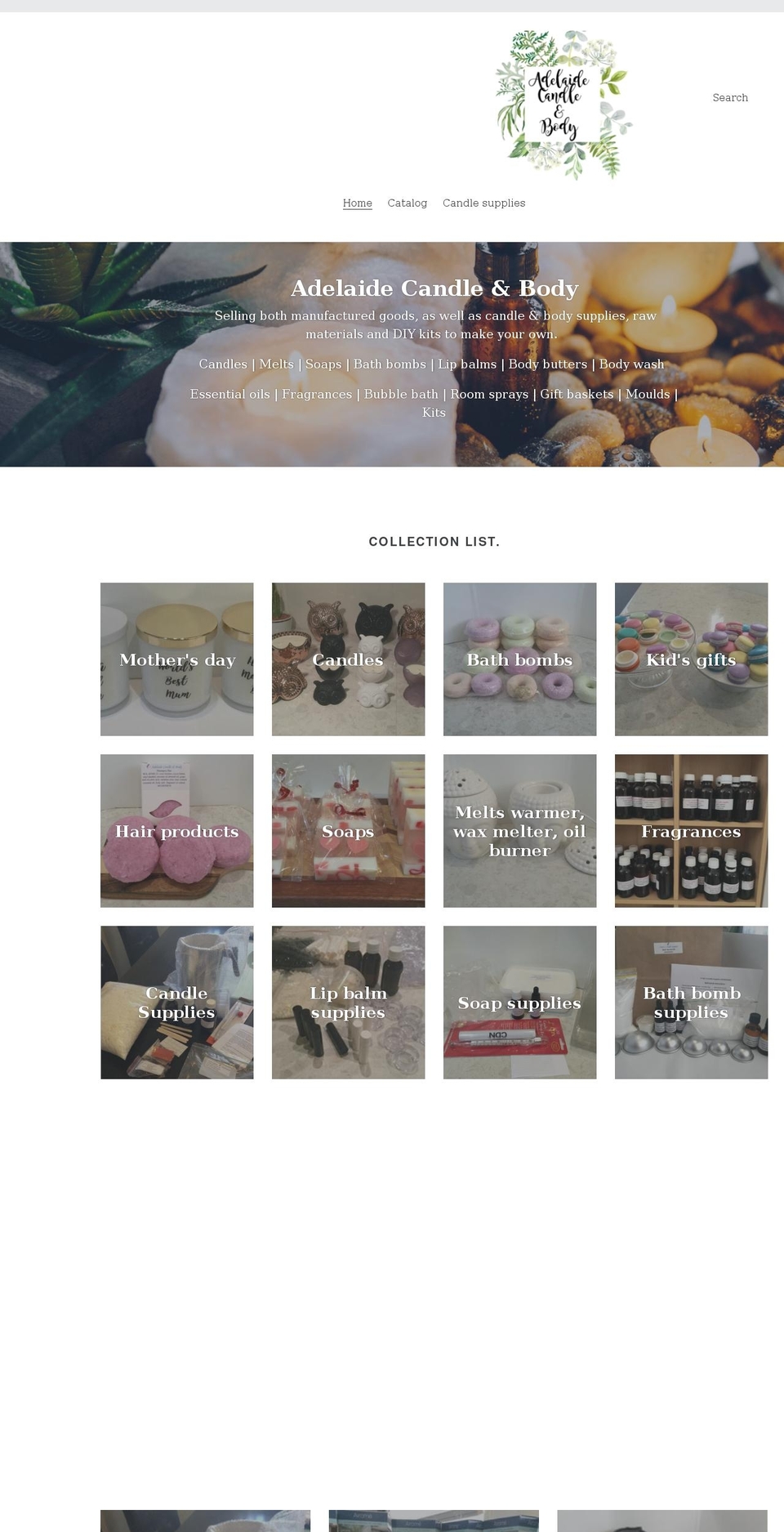 adelaidecandleandbody.com.au shopify website screenshot