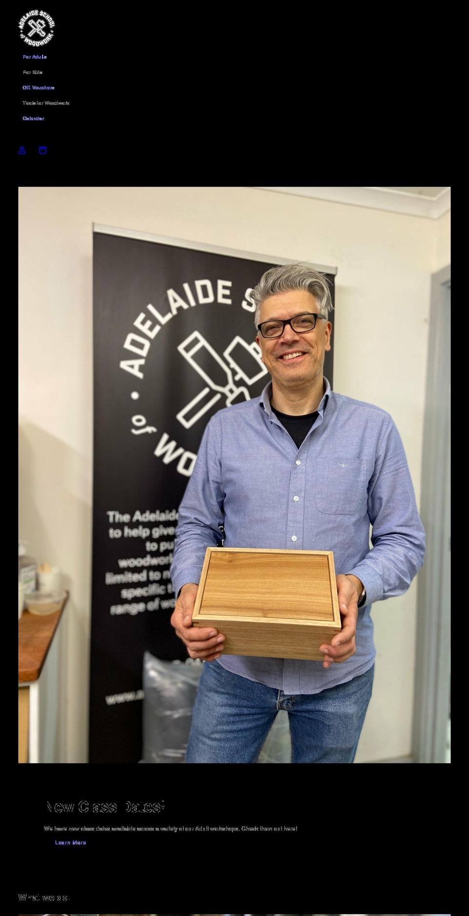adelaideschoolofwoodwork.com.au shopify website screenshot