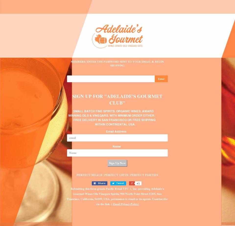 adelaidesgourmet.com — Shopify storefront screenshot