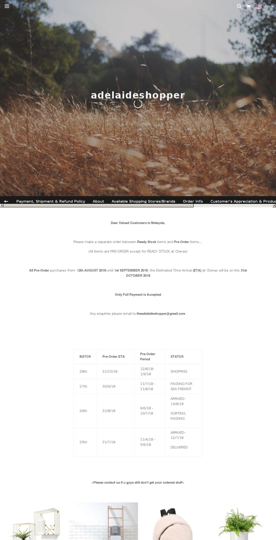 adelaideshopper.com — Shopify storefront screenshot