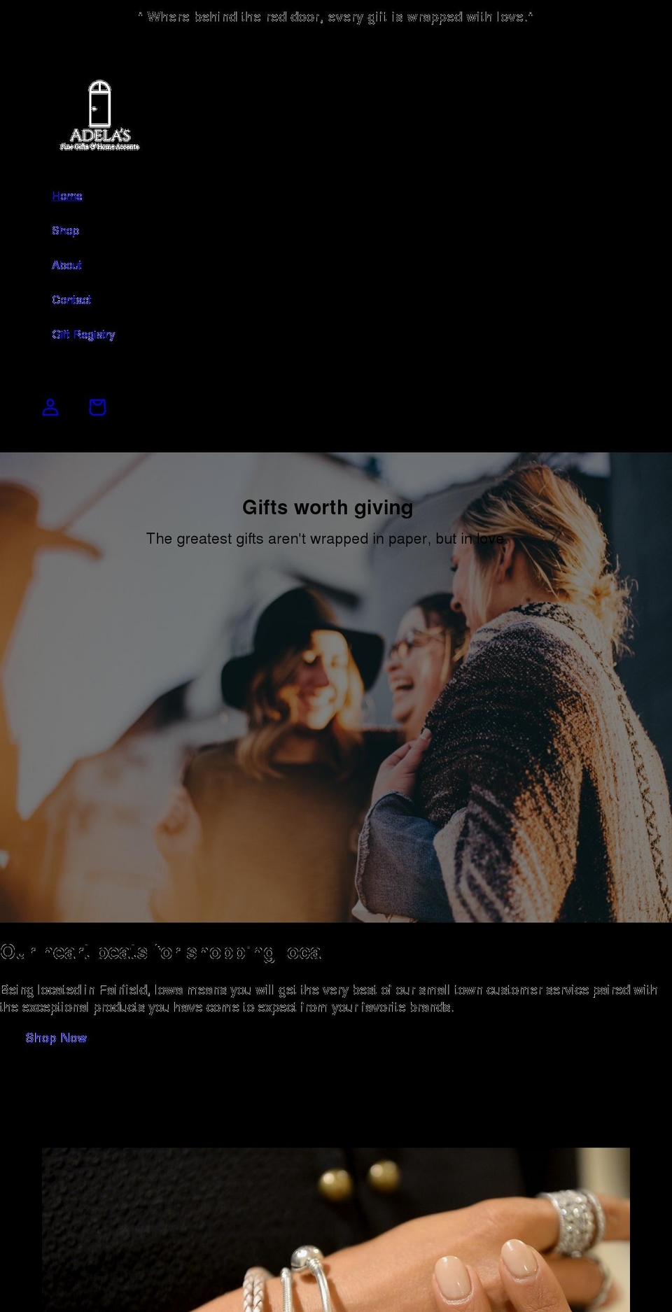 adelas-fine-gifts-home-accents.myshopify.com shopify website screenshot