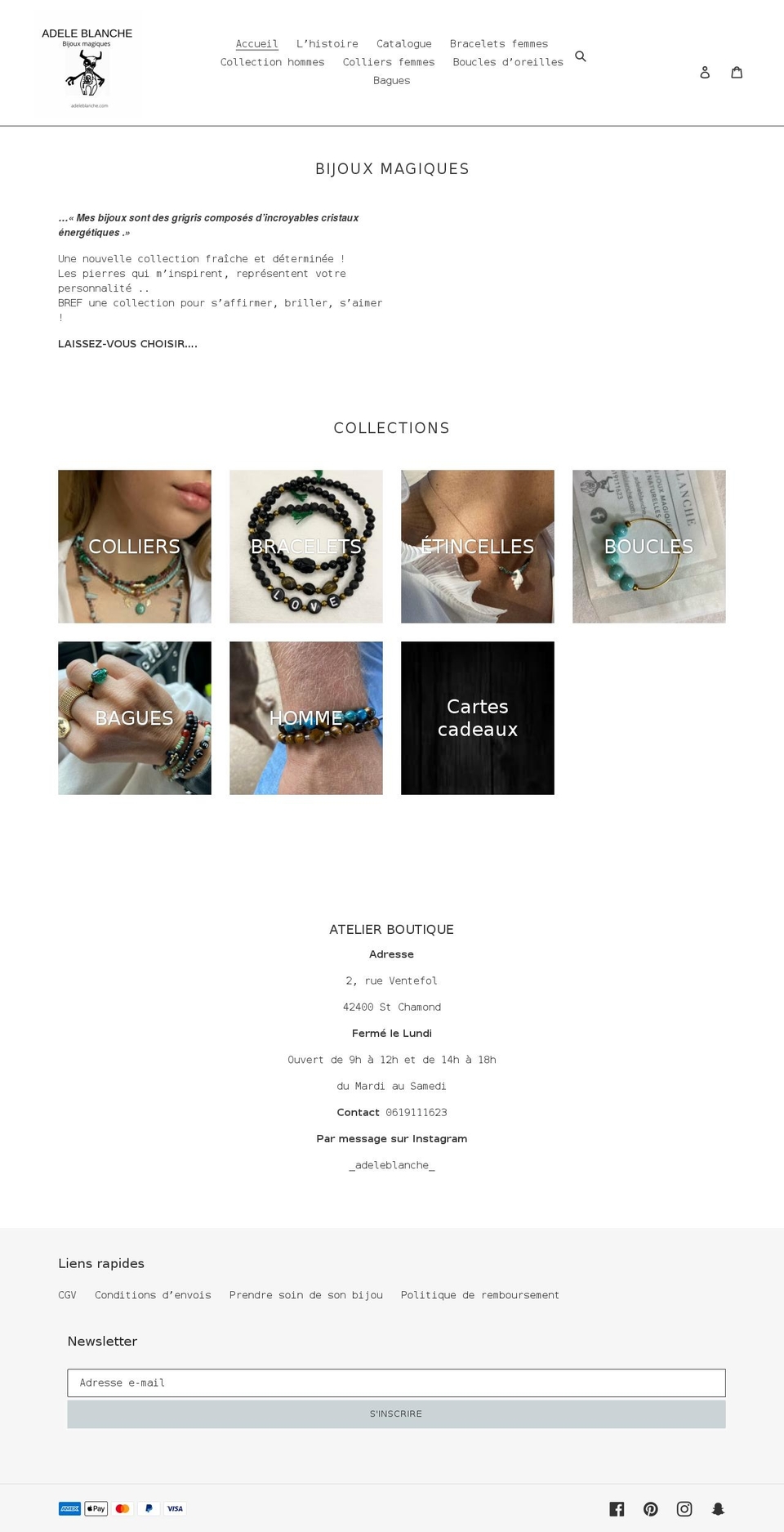 adeleblanche.com shopify website screenshot