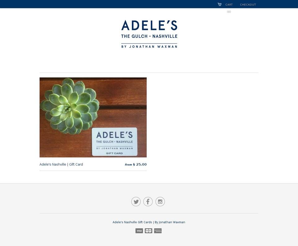adelesnashvillegiftcards.com shopify website screenshot