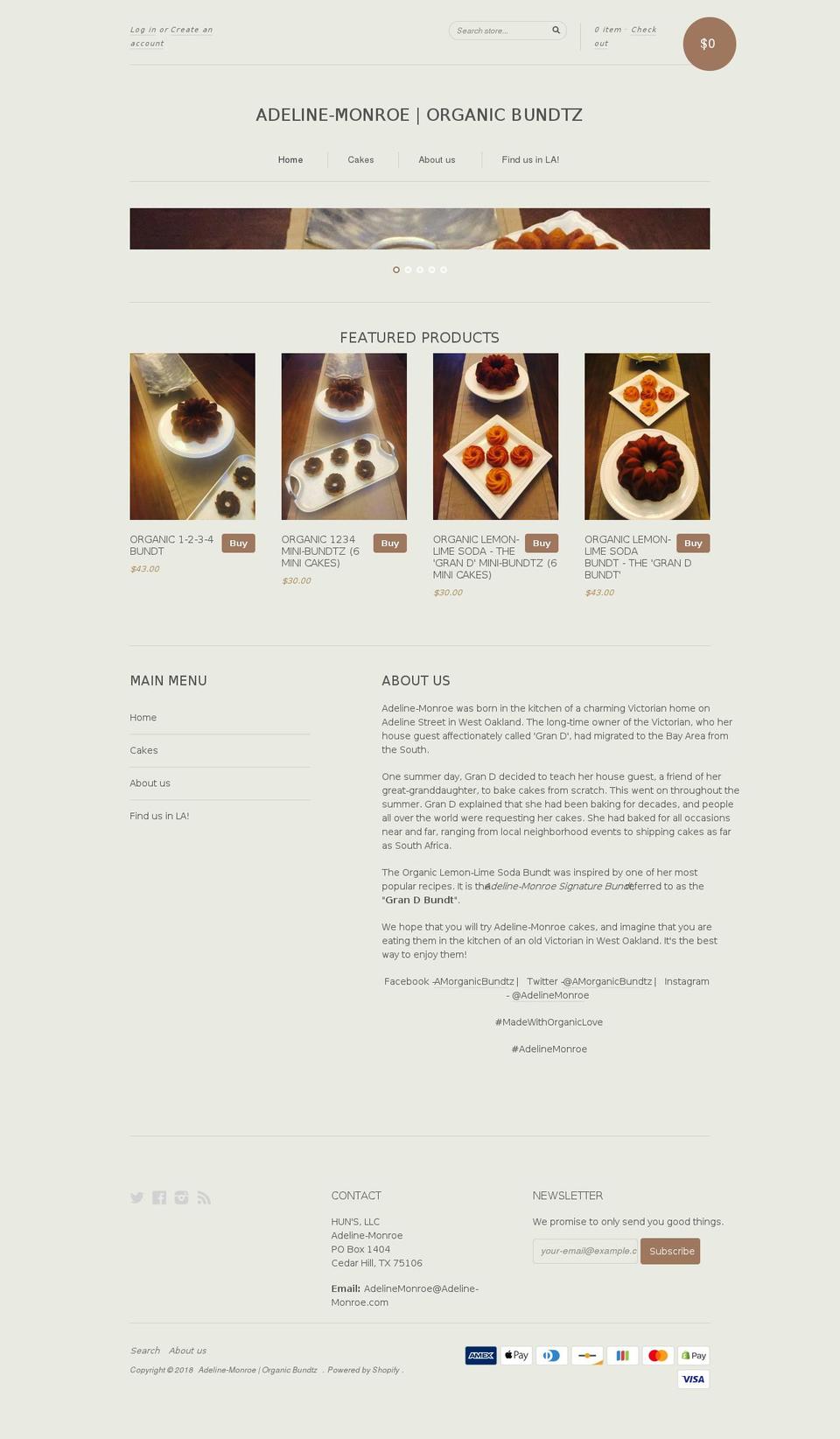 adeline-monroe.com — Shopify storefront screenshot