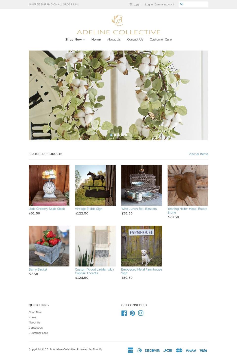 adelinecollective.com shopify website screenshot