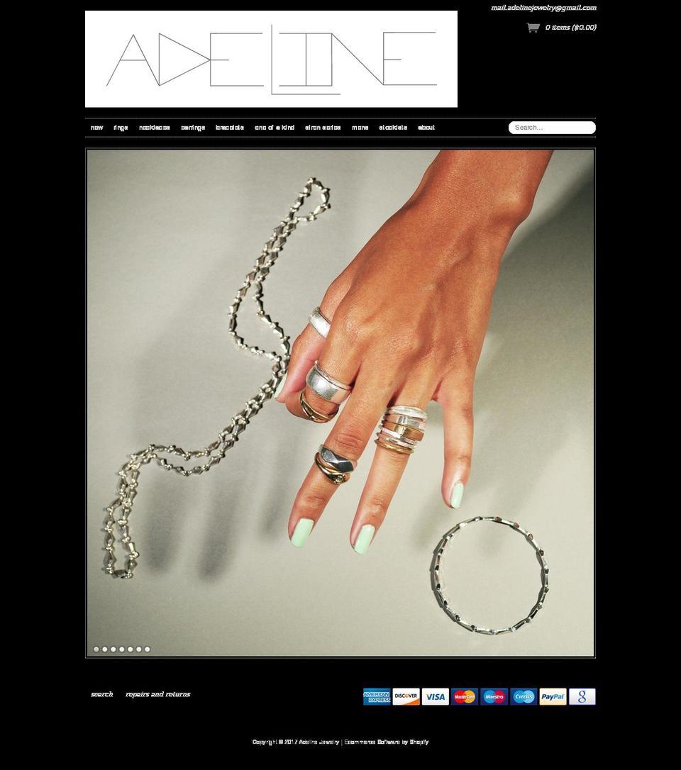 adelinejewelry.com shopify website screenshot