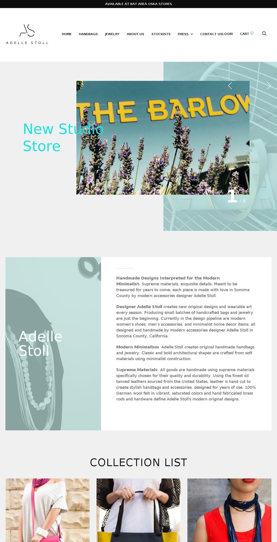 adellestoll.com — Shopify storefront screenshot