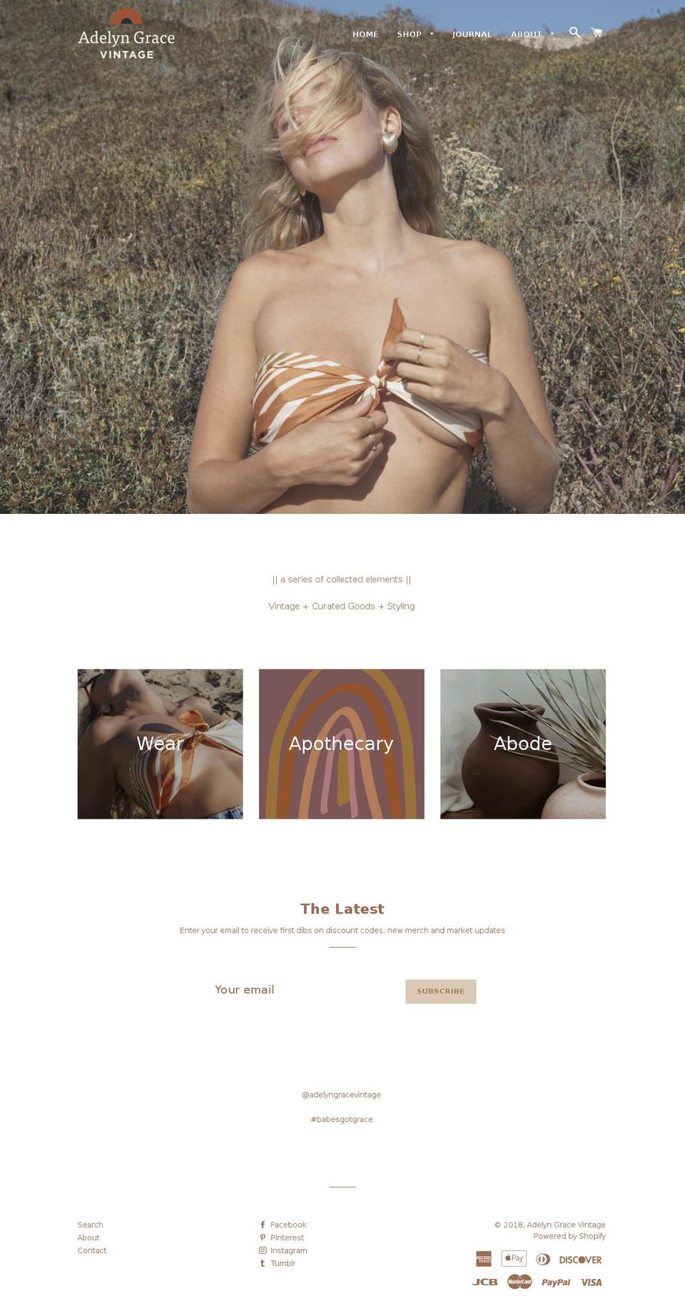 adelyngracevintage.com shopify website screenshot