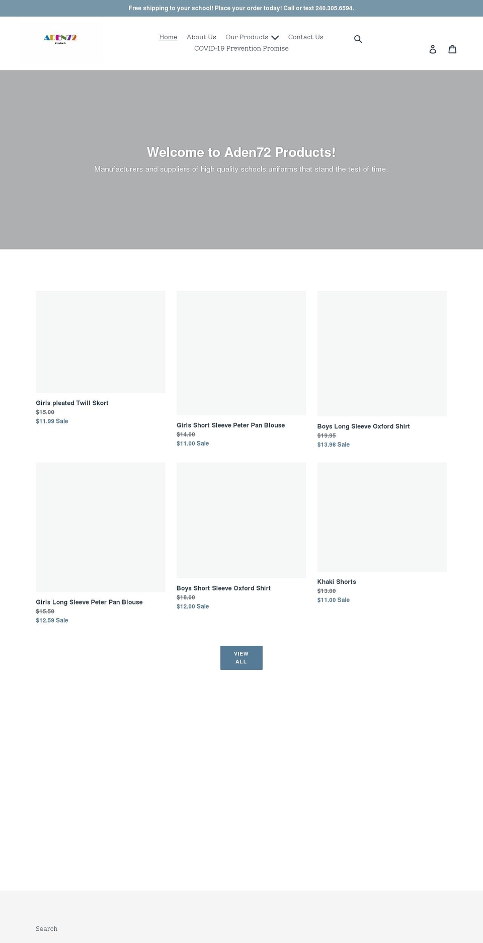 aden72products.com shopify website screenshot