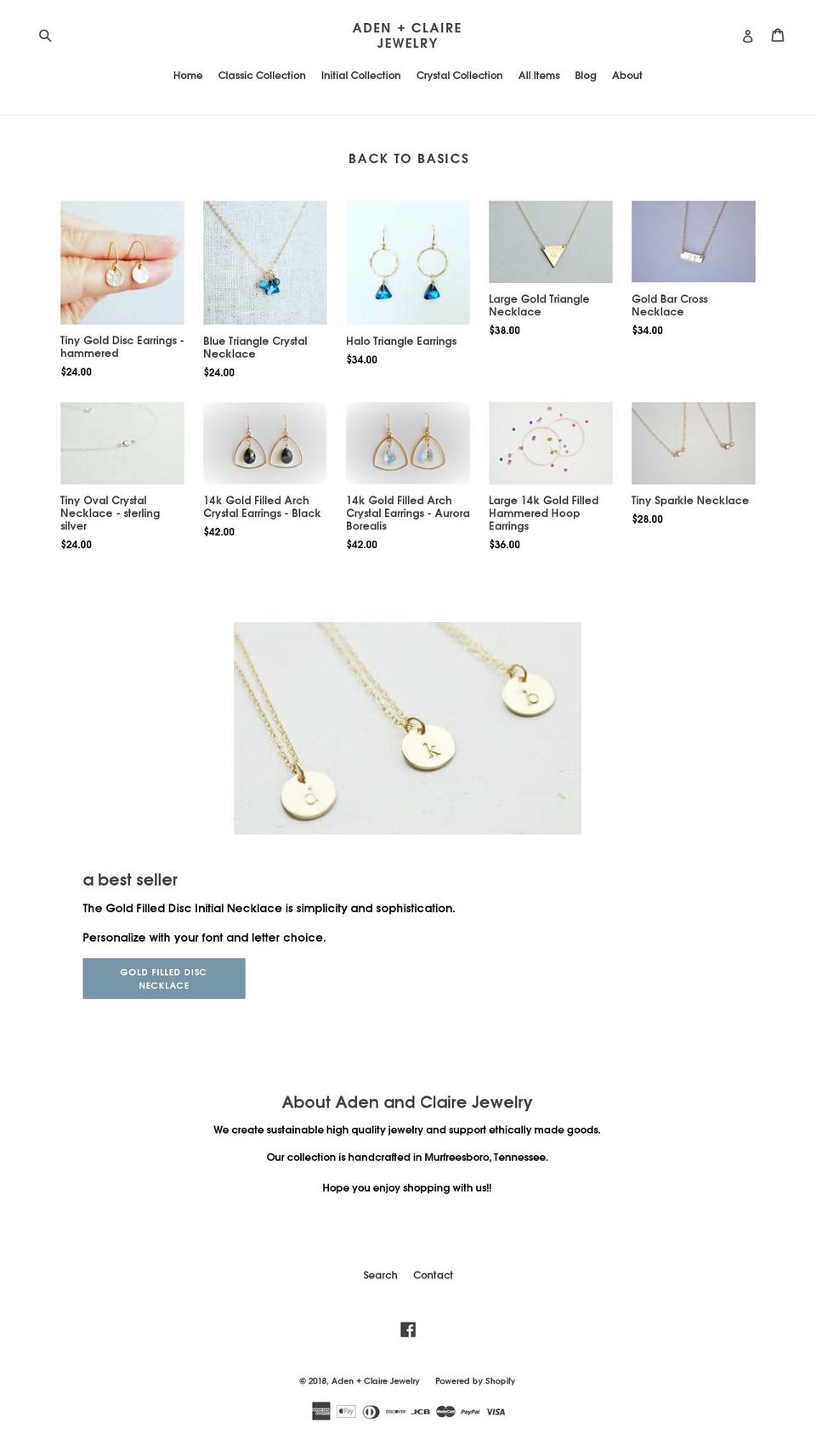adenandclaire.com — Shopify storefront screenshot