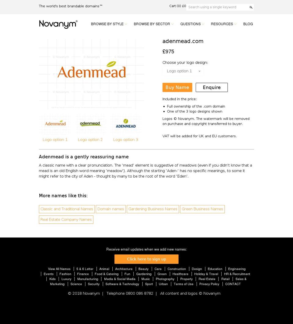 LIVE + Wishlist Email Shopify theme site example adenmead.com
