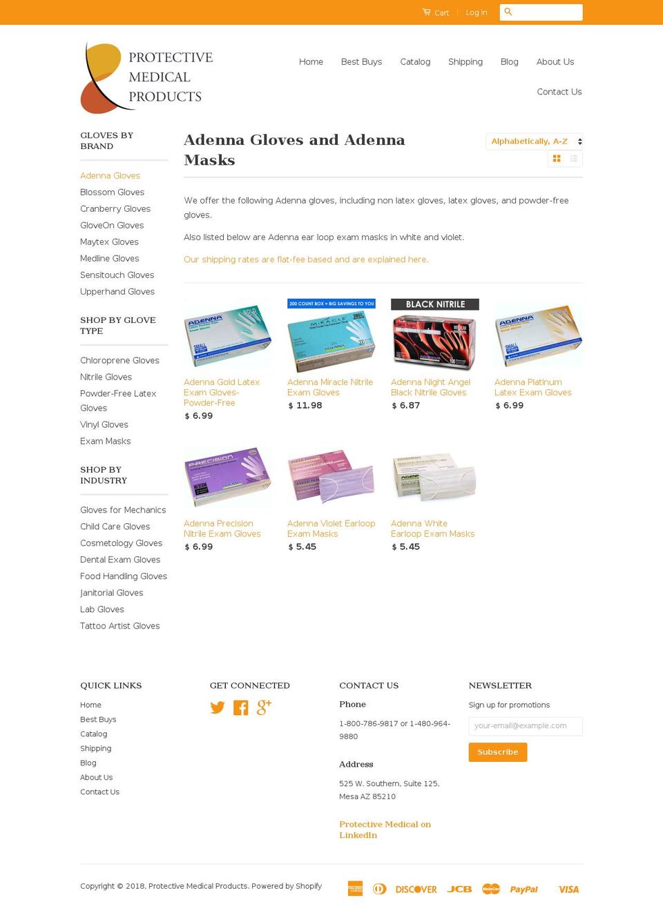 adennanitrilegloves.com — Shopify storefront screenshot