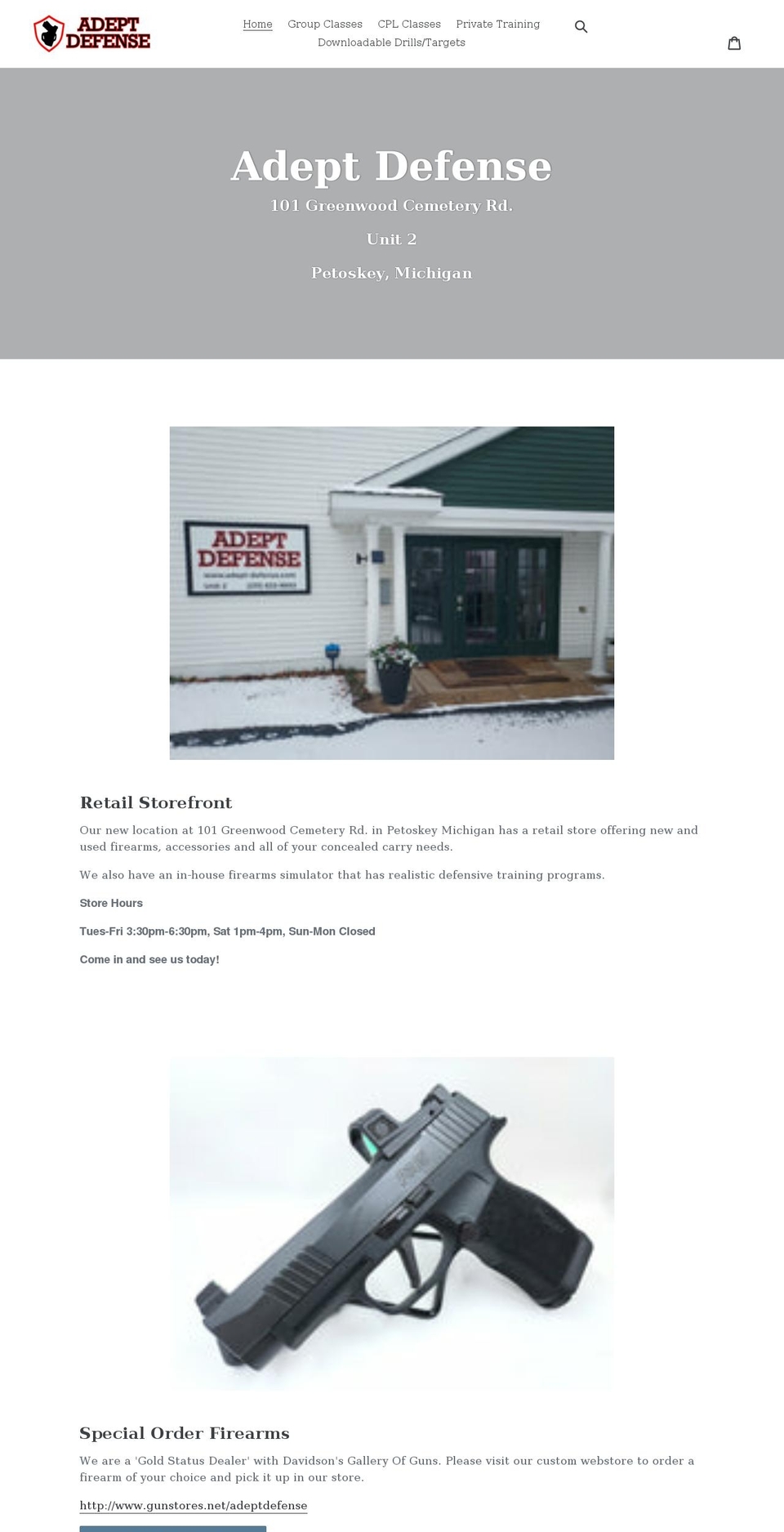 adept-defense.com shopify website screenshot