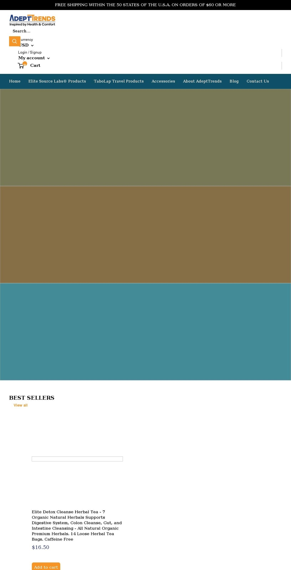 adepttrends.com shopify website screenshot