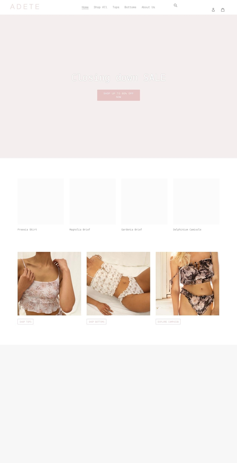 adetethelabel.com shopify website screenshot