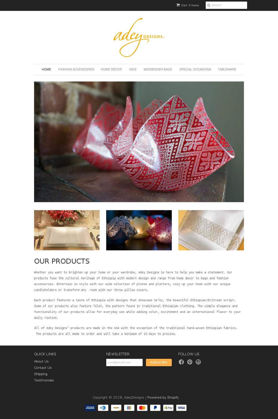 adey-designs.com — Shopify storefront screenshot