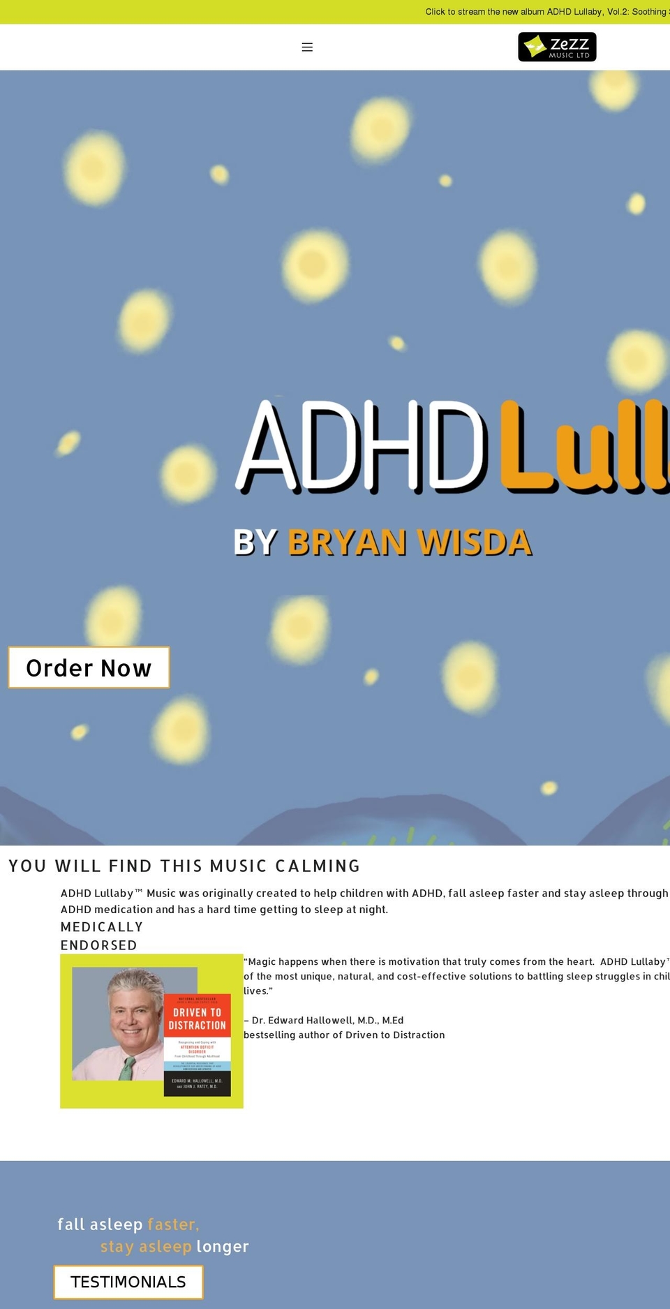 adhdlullaby.com shopify website screenshot