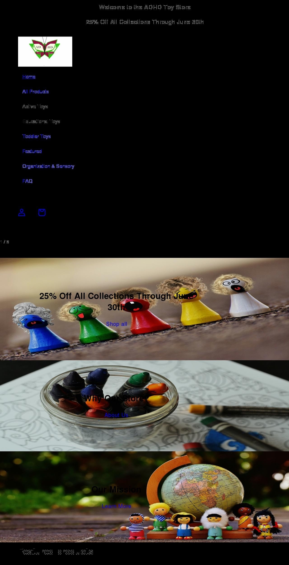 adhdtoystore.com — Shopify storefront screenshot