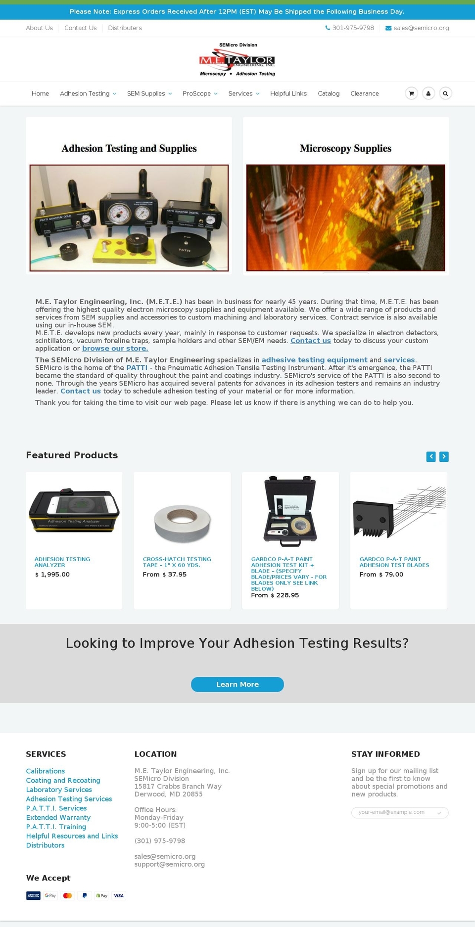 adhesiontesting.com — Shopify storefront screenshot
