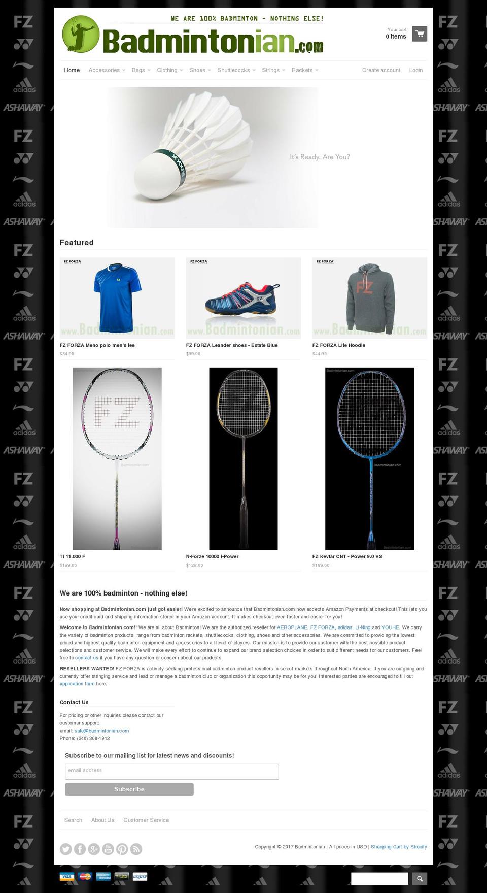 adidas-badminton.com shopify website screenshot